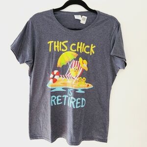 PORT & COMPANY "this chick is retired " grey crewneck t-shirt